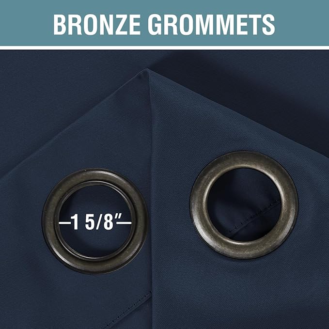H.VERSAILTEX Ultra Soft Premier Blackout Curtain for Living Room Extra Long, Thermal Insulated Bedroom Curtains Grommet Top, Noise Reducing Patio Door Curtain - Navy Blue, One Panel, 52'W x 96'L
