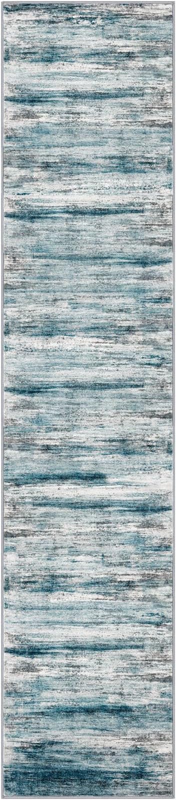 KOZYFLY Modern Abstract Hallway Runner Rug, 2.6x12 Washable Rug Runner Non-Slip Soft Striped Kitchen Runner Rugs, Print Blue Carpet Runner for Entryway Bathroom Laundry Room Foyer
