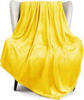 Exclusivo Mezcla Fleece Throw XL Blanket for Couch, Sofa, Super Soft and Warm Vibrant Yellow Blankets, All Season, Cozy, Plush, Lightweight, 50x70 Inches