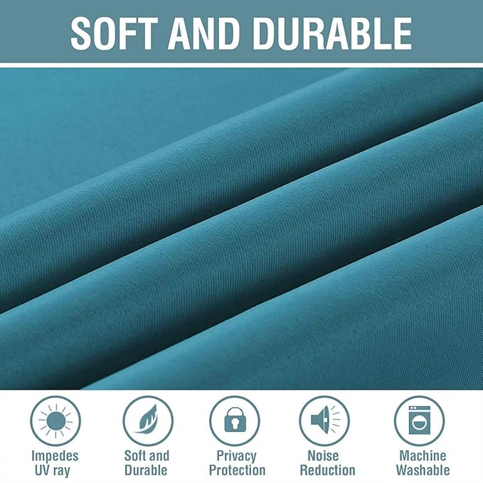 H.VERSAILTEX Blackout Curtain for Living Room Thermal Insulated Window Treatment Curtain 54 inch Length Energy Saving Solid Grommet Top Blackout Drape, One Panel, Turquoise Blue, 52" W x 54" L