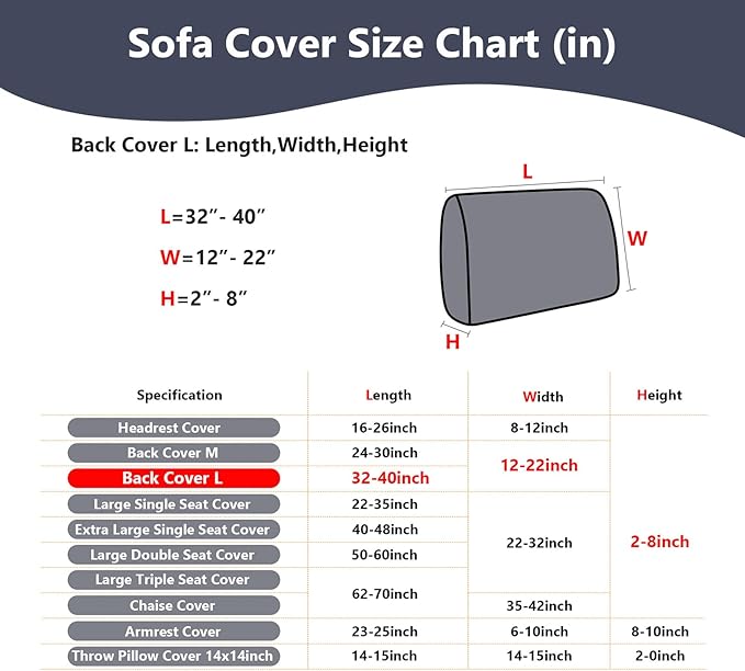 Couch Cushion Covers for Sofa Couch Covers Wear-Resistant Universal Sofa Cover Washable Stretch for Sectional Slipcovers (Texture-Gray Blue,Back Cover L)
