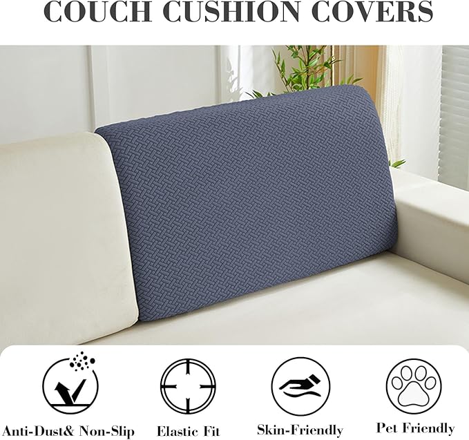 Sofa Covers Couch Covers for Sofa Pet Friendly Couch Cushion Covers Universal Sofa Covers Washable Stretch Slipcovers for Sectional Sofa (Texture Metal Gray,Back Cover M)