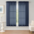 OWENIE Sheer Navy Blue Curtains, Sheer Curtains 63 inch Length 2 Panels Set, Rod Pocket Voile Fimly Sheer Drapes for Living Room Bedroom, 2pcs, Navy Blue, Each 59" W x 63" L