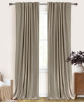 100% Blackout Shield Linen Blackout Curtains for Bedroom 84 Inches Long, Back Tab/Rod Pocket Living Room Drapes, Thermal Insulated Blackout Curtains 2 Panels Set, 50" W x 84" L, Faux Linen