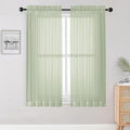 OWENIE Sheer Curtains 54 inches Long 2 Panles for Living Room Bedroom Small Windowm, Rod Pocket Light Filtering Voile Sheers Drapes, 42" W x 54" L, Light Green