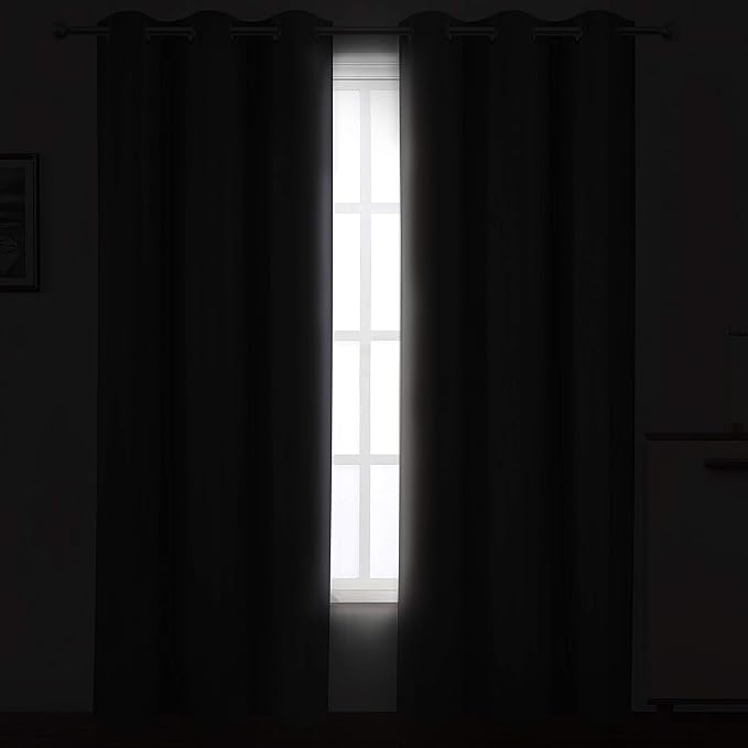 LEMOMO Grey Thermal Blackout Curtains/38 x 84 Inch/Set of 2 Panels Room Darkening Curtains for Bedroom