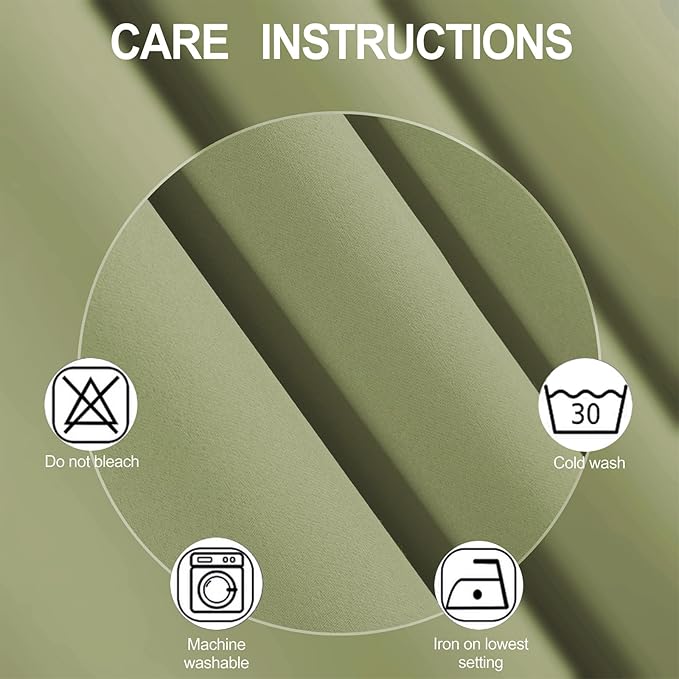 LEMOMO Sage Green Thermal Blackout Curtains/38 x 63 Inch/Set of 2 Panels Room Darkening Curtains for Bedroom