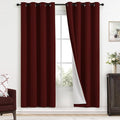 Yakamok Room Darkening 100% Blackout Curtains Grommet Window Treatments with 2 Thick Layers-Burgundy Red Thermal Insulated Drapes Set of 2 Panels for Bedroom Living Room 52 Inches by 72 Inches Length