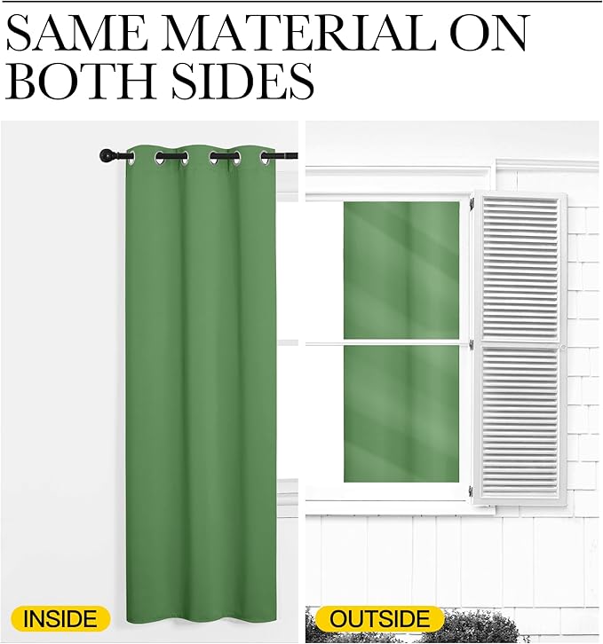 NICETOWN Froest Green Blackout Curtains 48 inches Length for Laundry Room, 2 Panels, 42" Wide, Thermal Insulated Decoration Drapes for Short Window
