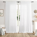Extra Wide Linen Curtains for Living Room 102 Inch for Bedroom Divider Off White Rustic Farmhouse Drape Rod Pocket Back Tab Light Filtering Dinner/Office Window Curtain for Sliding Door，2 Panles