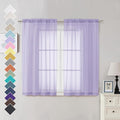 OVZME Lavender Sheer Curtains 54 Inches Long 2 Panels - Soft Light Filtering Window Sheer Panels for Living Room/Bedroom, Top Dual Rod Pocket, 1 Pair, Each 42Wx54L Inches