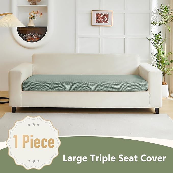 Couch Cushion Covers for Sofa Couch Covers Wear-Resistant Universal Sofa Cover Washable Stretch for Sectional Slipcovers (Texture-Green,Large Triple Seat Cover)