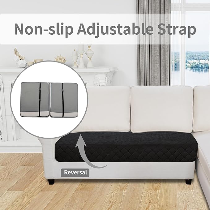 Easy-Going Sectional Couch Covers for Dogs L Shape Sofa Cover Reversible Sofa Slipcover Chaise Lounge Cover Furniture Protector Cover for Pets Dog Cat (30 x 50 inches, Black/Beige)