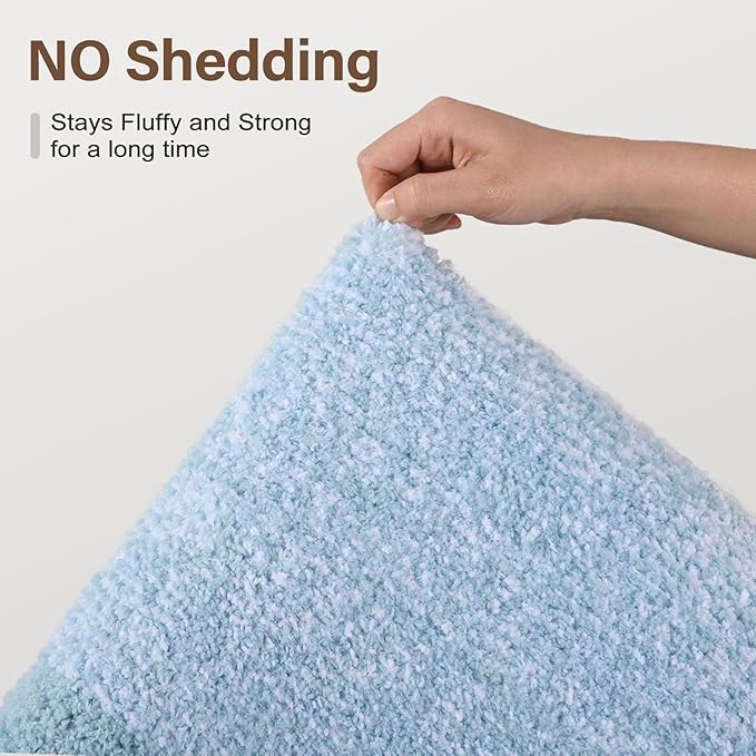 Bathroom Rugs 24x17 Non Slip Washable, Light Blue Bath Mat for Bathroom Floor Tub, Soft Absorbent Quick Dry Mats for Shower, Bathtub,Home Decor