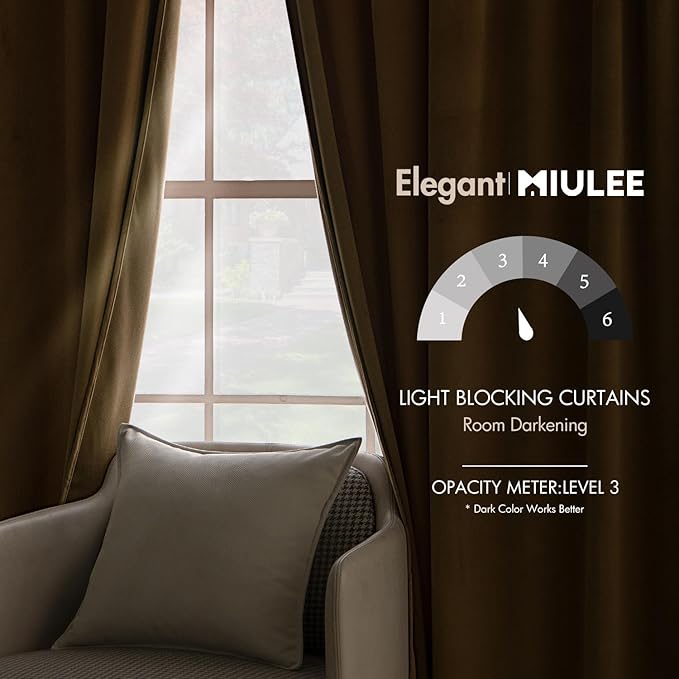MIULEE Velvet Curtains 72 Inch Wide - Extra Wide Luxury Room Darkening Curtains for Sliding Door Bedroom Living Room Thermal Insulated Soft Window Drapes Back Tab, Gold, W 72 x L 84 inch 2 Panels
