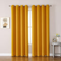 ChrisDowa Room Darkening Curtains 80 Inches Long 2 Panels Set for Living Room, Grommet Thermal Insulated Blackout Curtains for Bedroom (Mustard Yellow, 52 x 80 Inch)