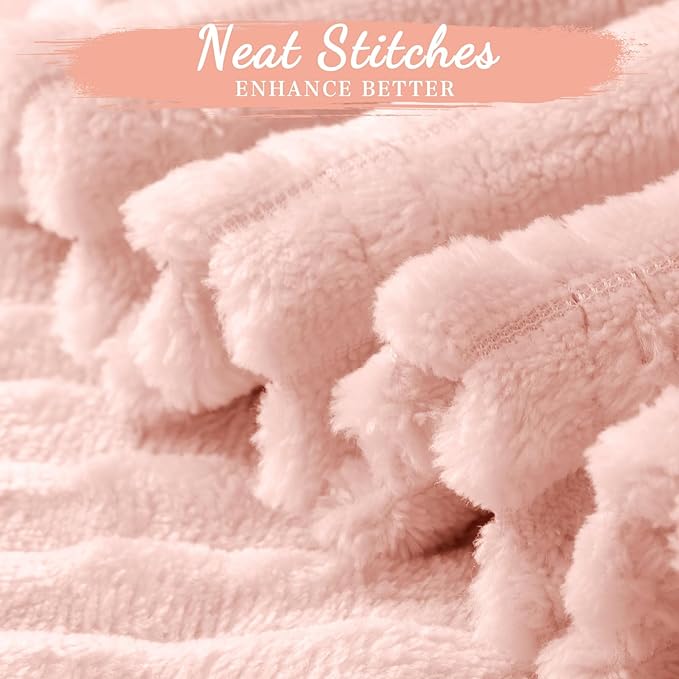 Buryeah 6 Pcs Flannel Throw Blanket Bulk 50 x 60 in Sleepover Blanket Outdoor Wedding Throw Lightweight, Oeko-tex Standard 100 Certified for Sofa Homeless Gifts (Pastel Pink)