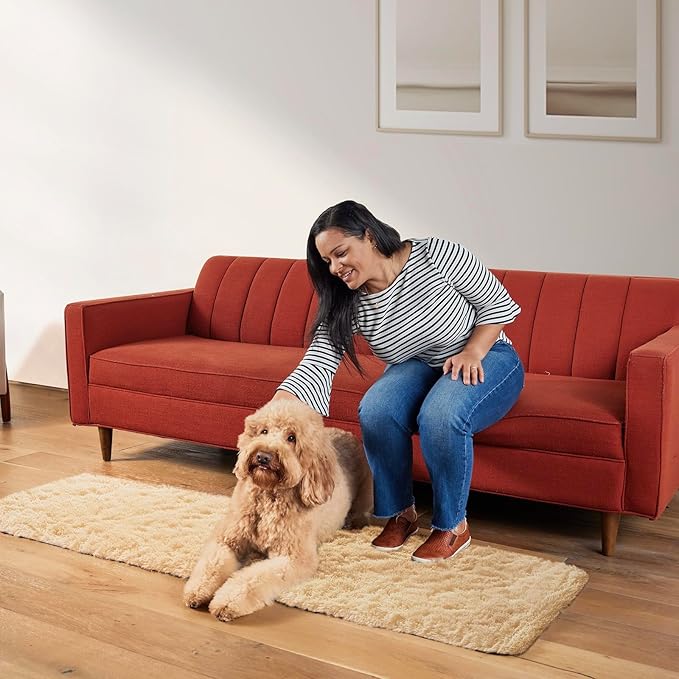 Ophanie Runner Rug for Hallway, 2x6 Upgrade Non-Slip Fluffy Soft Bedside Rugs, Bedroom Living Room Beige Shaggy Carpet for Kids Girls Boys Dorm Nursery Home Decor Aesthetic