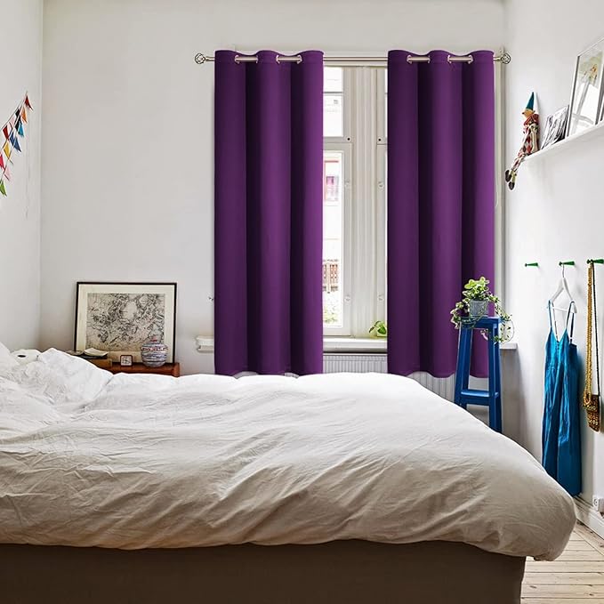 BGment Blackout Curtains - Grommet Thermal Insulated Room Darkening Bedroom and Living Room Curtain, Set of 2 Panels (42 x 63 Inch, Royal Purple)