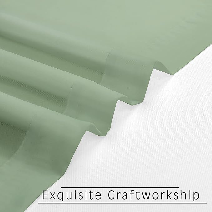 OWENIE Short Sage Green Sheer Curtains 24 Inches Long 2 Panels for Bathroom Window, Rod Pocket Light Filtering Sheer Tier Curtains for Small Kitchen Laundry Room, RV, Camper Travel Trailers, 42W x 24L