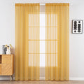 MIULEE 2 Panels Solid Color Sheer Window Curtains Elegant Window Voile Fall Panels/Drapes/Treatment for Bedroom Living Room (54X96 Inches Gold)