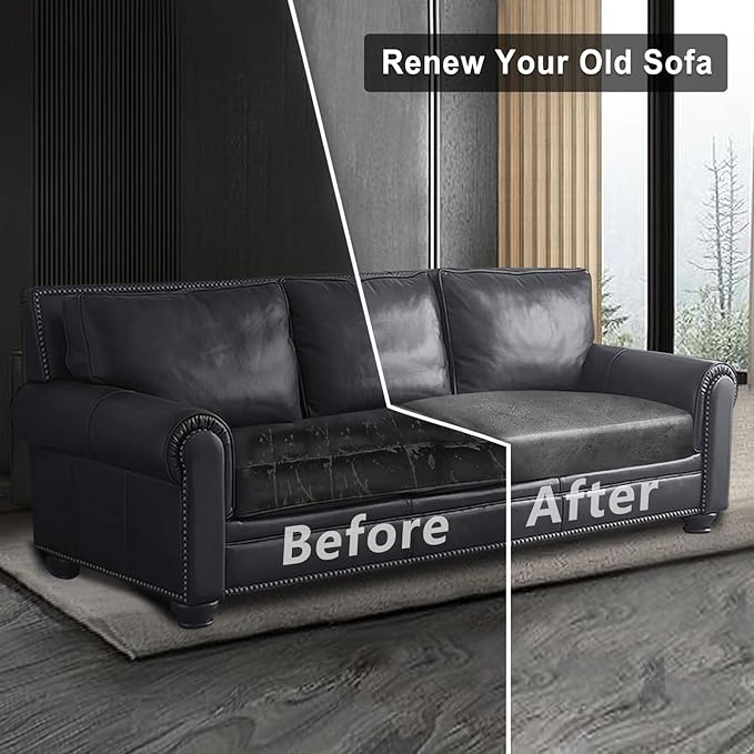 Leather Look Couch Cushion Covers Sofa Seat Slipcovers Sets Couches Furniture Protector for Sectional Armchair Loveseat Pets Kids Stretch Spandex Fabric (1 Cushion Loveseat, Light Grey)