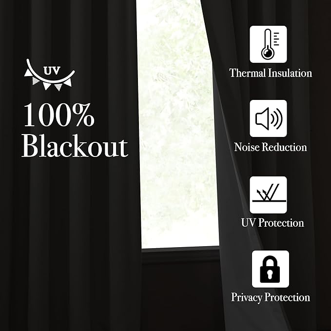 NICETOWN Faux Linen 100% Blackout Living Room Curtains 96 inches Long, Silver Grommet 2 Layers Window Treatment with White Liner Thermal Curtains for Bedroom, Vanilla, W52 x L96, 2 Panels