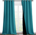 NICETOWN Peacock Teal Blackout Curtains 90 inches Long, Full Light Blocking Drapes with Black Liner for Nursery, Thermal Insulated Draperies for Hall, Villa (2 Pieces, 46" Wide Each Panel)
