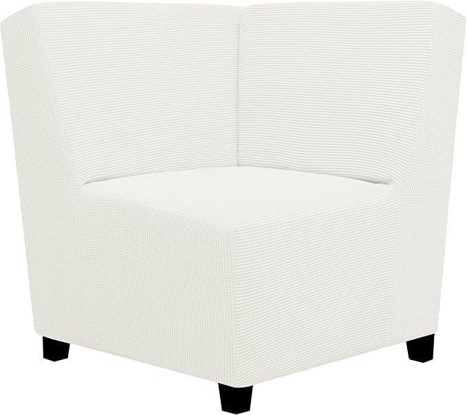 Easy-Going Stretch Sectional Corner Sofa Slipcover 1-Piece Couch Sofa Cover Furniture Protector Soft with Elastic Bottom for Kids, Pet, Spandex Jacquard Fabric Cream