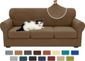 XINEAGE New 4 Pieces Couch Covers for 3 Cushion Couch Super Stretch Thick Soft Sofa Cover Anti Slip Sofa Slipcover Dogs Cats Furniture Protector (Brown, 71"-91")