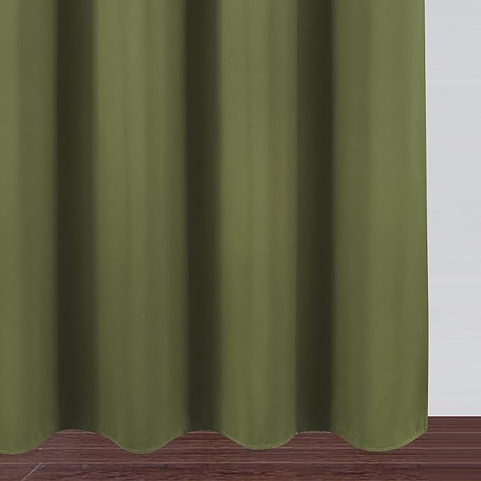 LEMOMO Olive Green Blackout Curtains 52 x 63 Inch Length/Set of 2 Curtain Panels/Thermal Insulated Room Darkening Blackout Curtains for Bedroom