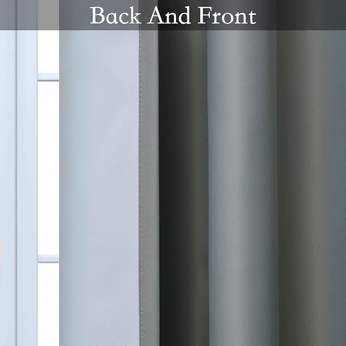 SimpleHome Ombre Curtains 42 x 84 Inch for Bedroom 2 Panels, Gradient Grey White to Grey Light Blocking Thermal Insulated Grommet Room Darkening Window Curtain/Drapes for Living Room