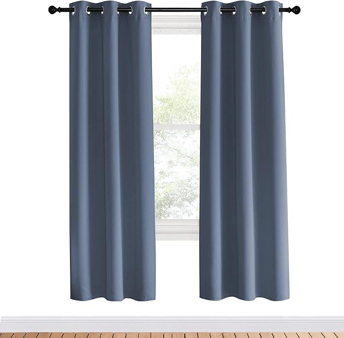 NICETOWN Blackout Curtains for Bedroom, Stone Blue, 34" Wide by 70" Long, Home Decoration Thermal Insulated Noise Reducing Curtains & Drapes for Boys Room, Privacy Panels