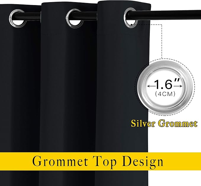 NICETOWN Black Out Bedroom Curtains 72 inches Long, Grommet Blackout Thermal Insulated Window Treatment Room Darkening for Bedroom/Home Office, 2 Panels, W37 x L72