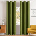 MIULEE 90" Long Blackout Curtains Room Darkening Thermal Insulated Drapes Solid Window Treatment Set Grommet Top Light Blocking Curtain for Living Room/Bedroom 2 Panels Olive Green