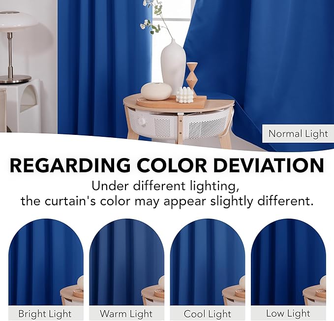 Deconovo Blackout Curtains, Thermal Insulated, W42 x L84 2 Panels, Back Tab, Machine Washable, Room-Darkening Drapes for Bedroom/Living Room Royal Blue