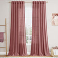 Canyon Rose Linen Curtains for Living Room 105 Inches Long Light Filtering Semi Sheer Curtain Back Tab Modern Farmhouse Decor Elegant Luxury Boho Girl Drapes for Bedroom Dinner Room 52x105, 2 Panels