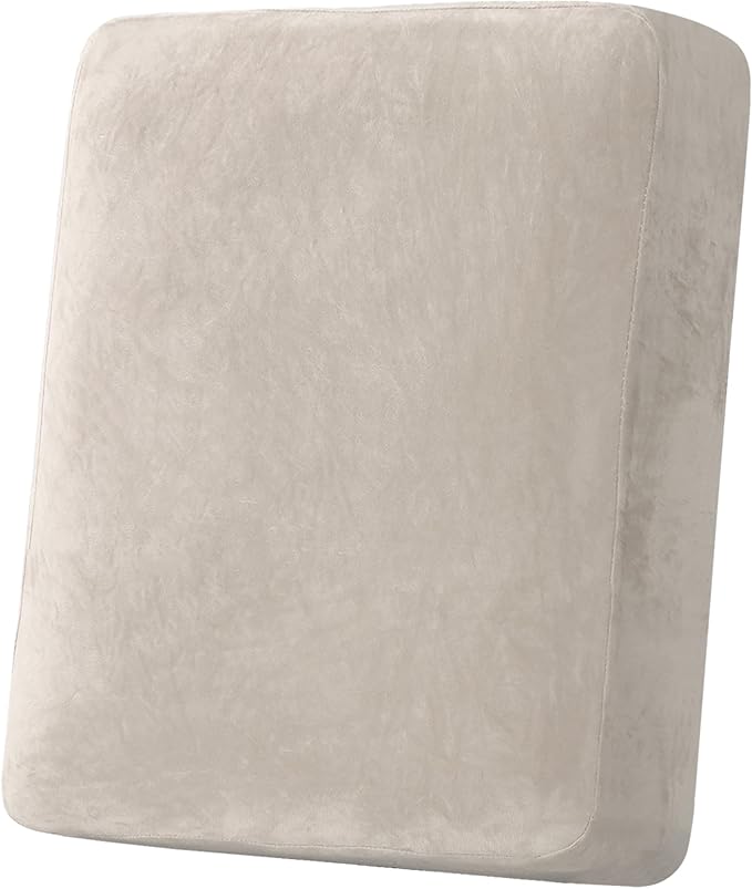 H.VERSAILTEX Velvet Stretch Couch Cushion Cover Plush Cushion Slipcover for Chair Cushion Furniture Protector Seat Cushion Sofa Cover (1 Piece Armchair Cushion Covers, French Oak)