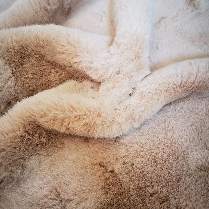 Ghouse Beige 8x10 Area Rug Fluffy Faux Rabbit Fur Rug Beige Rug Plush Fuzzy Shag Rug for Living Room, Bedroom, Playing Room, Nursery Room