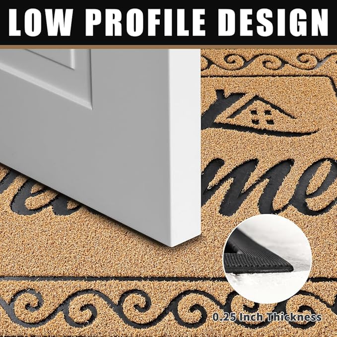 Yimobra Welcome Mat Outdoor Indoor, Waterproof Heavy Duty Front Door Mat Outside Entrance, Extra Sturdy Non-Slip Doormat, Low Profile, Dirt Trapping, 36x24 Inches, Yellow