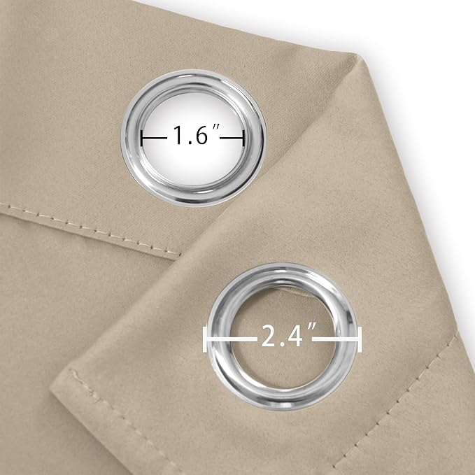 LEMOMO Khaki Thermal Blackout Curtains/38 x 84 Inch/Set of 2 Panels Room Darkening Curtains for Bedroom