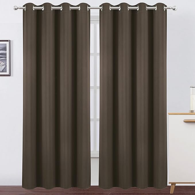 LEMOMO Blackout Curtains 66 x 95 inch/Chocolate Brown Curtains Set of 2 Panels/Thermal Insulated Room Darkening Bedroom Curtains