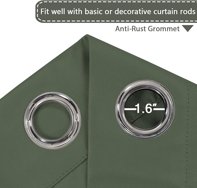 H.VERSAILTEX Blackout Patio Curtains 100 x 108 Inches for Sliding Door Extral Wide Blackout Curtain Panels Thermal Insulated Room Divider - Grommet Top, 9' Tall by 8.5' Wide - Bronze Green