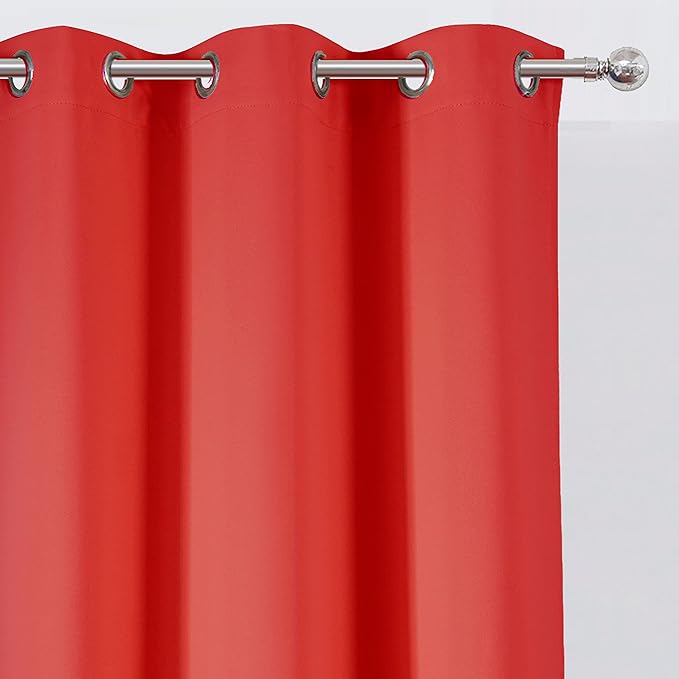 LEMOMO Blackout Curtains 38 x 54 inch/Bright Red Curtains Set of 2 Panels/Thermal Insulated Room Darkening Bedroom Curtains