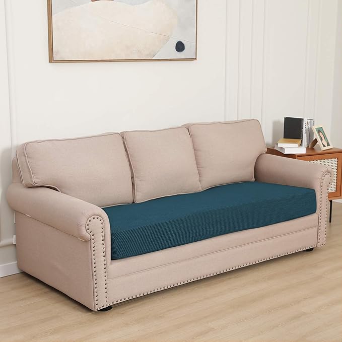 Easy-Going Stretch Cushion Cover Sofa Cushion Furniture Protector Sofa Seat Sofa slipcover Sofa Cover Soft Flexibility with Elastic Bottom(Oversized Sofa Cushion,Deep Teal)