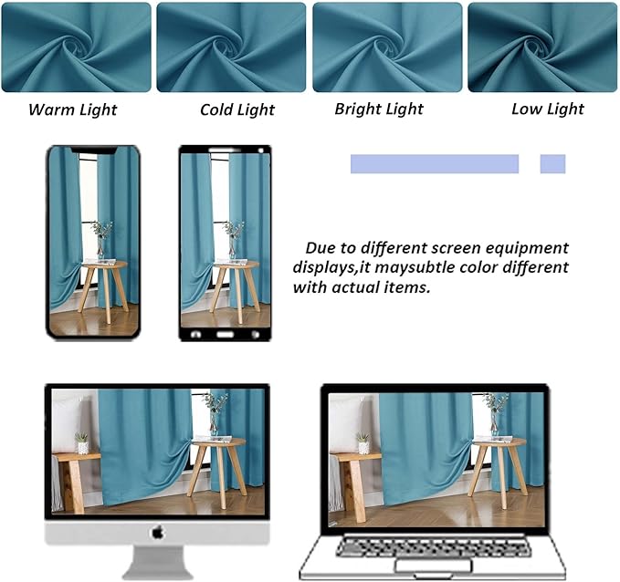 Simplebrand Ava Turquoise Blackout Curtains for Bedroom 84 Inch Length 2 Panels Set, Solid Thermal Insulated Privacy Nursery Window Treatment Curtains Blackout Drapes, W50 x L84 Inch, Turquoise