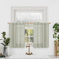 LAMIT Sage Grey Linen Kitchen Curtains 30 Inch Length, Semi Sheer Light Filtering Window Panels Back Tab and Rod Pocket Drapes for Basement/Small Windows, 34 x 30 Inch, 2 Panels