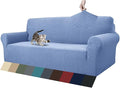 ZNSAYOTX 1 Piece Jacquard Couch Covers for 3 Cushion Couch Living Room High Stretch Sofa Cover Pets Dogs Friendly Anti Slip Thickened Slipcovers Furniture Protector (Large, Light Blue)