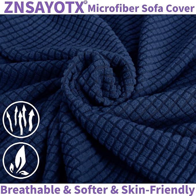 ZNSAYOTX Super Stretch Chair Slipcover Universal Sofa Chair Covers for Living Room Dogs Pet Furniture Protector Spandex Armchair Slipcovers with Anti Slip Foam Sticks (Navy Blue, Chair)