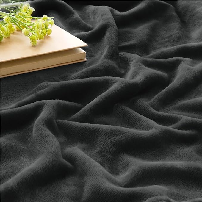 BEDELITE Fleece Blanket Charcoal Grey Throw Blankets for Couch & Bed, Luxury Plush Cozy Fuzzy 50x60 inches, Super Soft Warm Lightweight Throw for Travel Camping